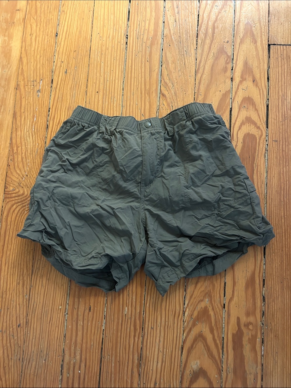 Women's Olive Green Athletic Shorts with Elastic Waist